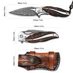 ALVELY VG10 Damascus Folding Pocket Knife with Case