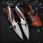 ALVELY VG10 Damascus Folding Pocket Knife with Case