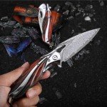 ALVELY VG10 Damascus Folding Pocket Knife with Case