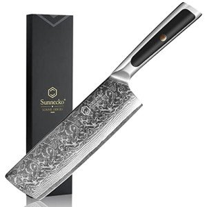 Sunnecko 7-Inch VG-10 Damascus Cleaver Knife