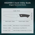 5” Damascus Steel Utility Knife with White Handle