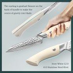5” Damascus Steel Utility Knife with White Handle