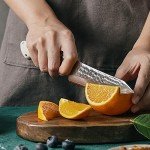 5” Damascus Steel Utility Knife with White Handle