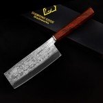 Custom Japanese Nakiri Knife with Rosewood Handle