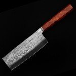 Custom Japanese Nakiri Knife with Rosewood Handle