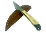 Damascus Kiridashi Knife with Leather Sheath
