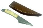 Damascus Kiridashi Knife with Leather Sheath