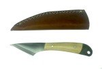 Damascus Kiridashi Knife with Leather Sheath