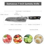 Sunnecko 7-Inch Damascus Santoku Chef Knife