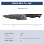 FINTISO 8-Inch Damascus Steel Chef Knife