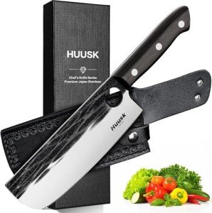 Huusk 7-Inch Nakiri Knife - Hand Forged Cleaver