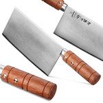 HEZHEN 7" Japanese Cleaver Knife with Wood Handle
