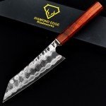 Custom Japanese Damascus Gyuto Knife with Wood Handle