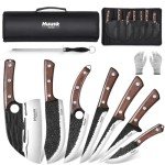 17-Piece Huusk Butcher Knife Set with Roll Bag