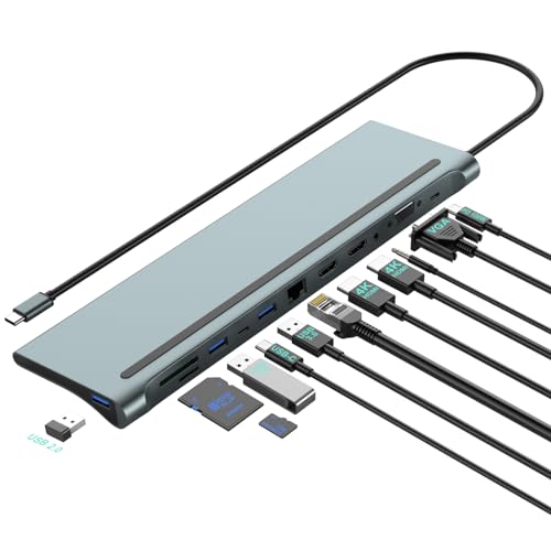 PWAYTEK USB C Dual Monitor Docking Station
