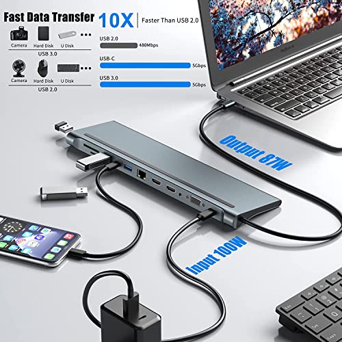 PWAYTEK USB C Dual Monitor Docking Station