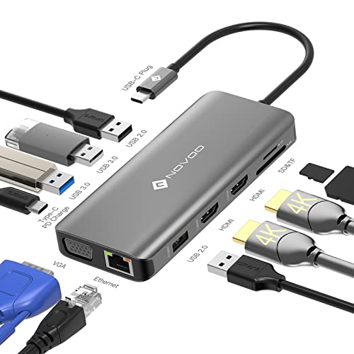 NOVOO USB C Docking Station Triple Monitor Adapter