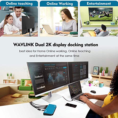 WAVLINK USB 3.0 Docking Station Laptop, Dual Video Display