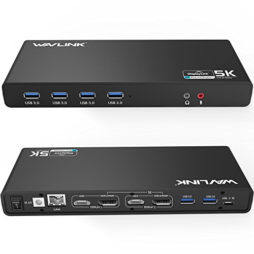 Universal USB C Docking Station for Laptops: 5K, Dual 4K Ultra HD, 6xUSB3.0