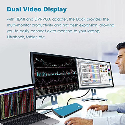 WAVLINK USB 3.0 Docking Station Laptop, Dual Video Display