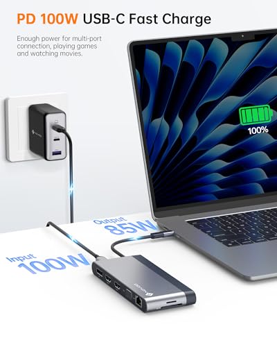 14-in-1 USB C Docking Station for Quad Display