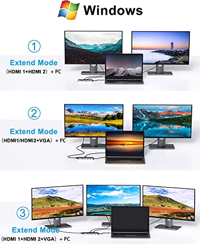 USB C Docking Station Dual Monitor Hub Adapter