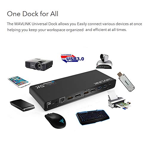 Universal USB C Docking Station for Laptops: 5K, Dual 4K Ultra HD, 6xUSB3.0