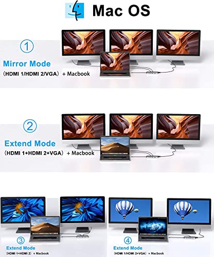 USB C Docking Station Dual Monitor Hub Adapter