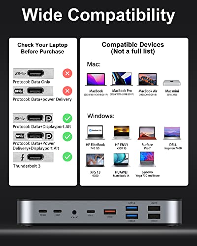 Dual Monitor Docking Station for Laptop with 6 USB