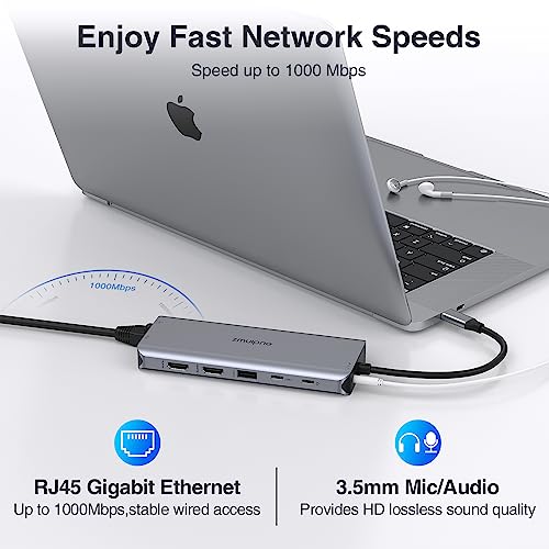Dual Monitor Docking Station for Dell, HP - USB C Hub Triple Monitor Adapter