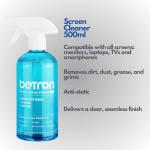 Betron 500ml TV Screen Cleaner with Cloth & Brush