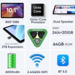 Android 14 Tablet 10.1" with Keyboard and Mouse