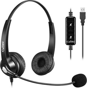 Callez 5 Pack USB Headset with Microphone, Noise Cancelling