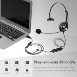 USB Noise Cancelling Headset with Microphone - 5 Pack