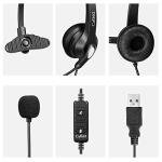 USB Noise Cancelling Headset with Microphone - 5 Pack