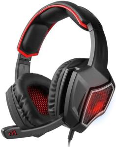 LEONYS Over-Ear Gaming Headset with Mic - Red