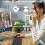 Wired USB Headset with Mic and Mute for PC