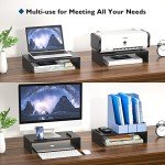 BONTEC Wood Monitor Stand with Smartphone Holder