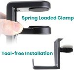 Adjustable Headphone Stand with Cable Clip - Black