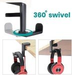 Adjustable Headphone Stand with Cable Clip - Black
