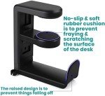 Adjustable Headphone Stand with Cable Clip - Black