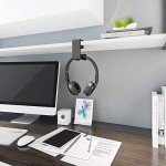 Adjustable Headphone Stand with Cable Clip - Black