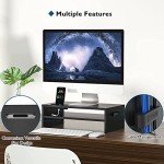 Wood Monitor Stand with Smartphone Holder and Cable Management