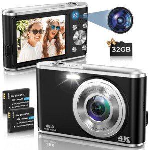 4K Autofocus Dual-Camera Digital Camera with 32G Card