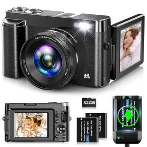 Oiadek 4K 48MP Autofocus Vlogging Camera with Flip Screen