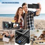 Oiadek 4K 48MP Autofocus Vlogging Camera with Flip Screen