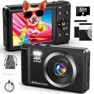 4K 64MP Digital Camera with 32G SD Card