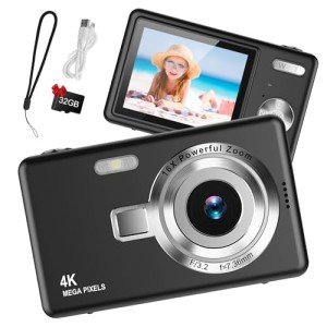 Compact 44MP 1080P Vlogging Camera with 32GB SD Card