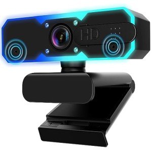 1080P 60FPS Webcam with Microphone and RGB Light
