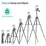55-Inch Lightweight Tripod with Wireless Remote & Phone Clip